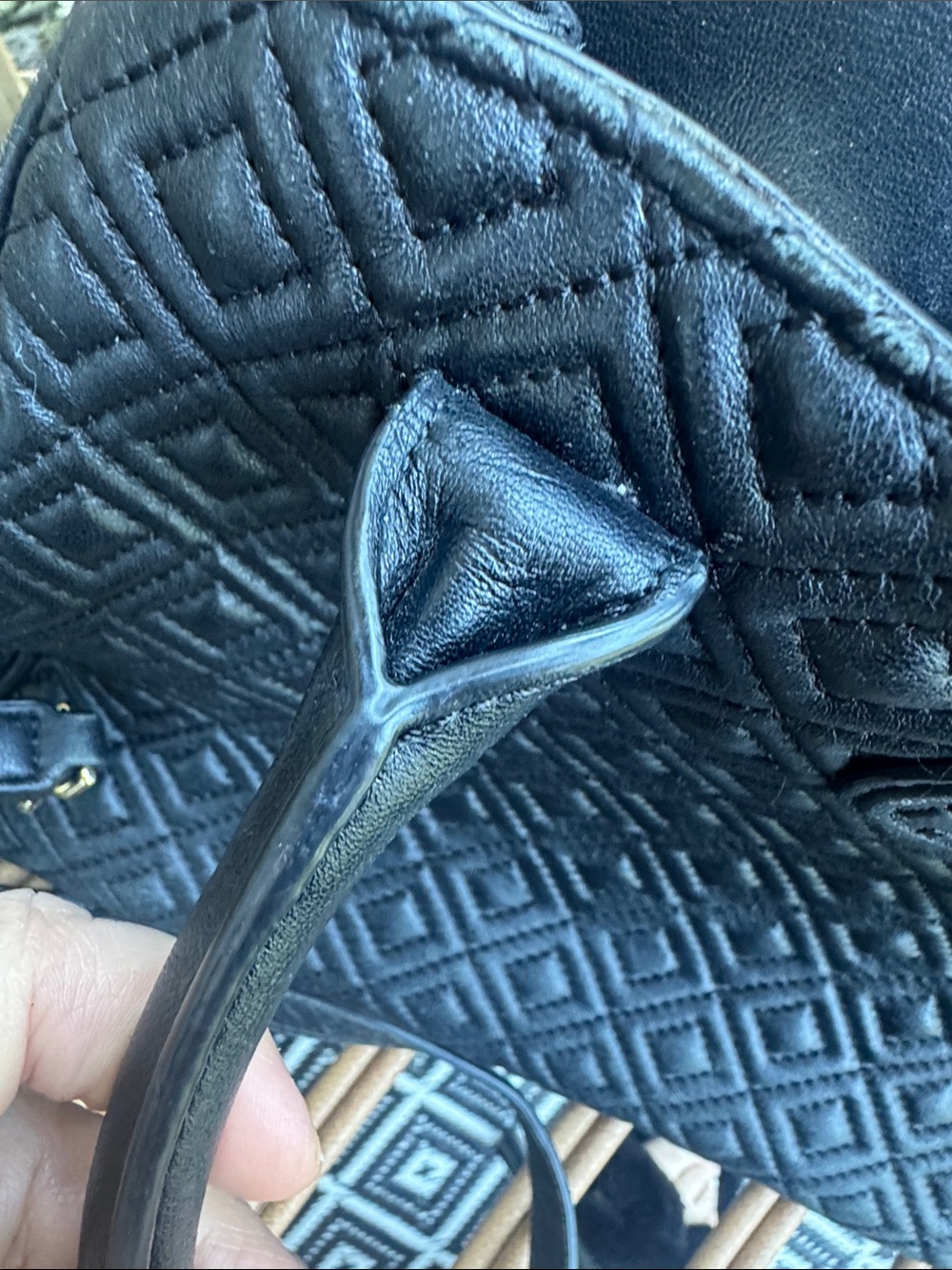 Tory Burch Black Quilted Satchel with Gold Chain-Trim - Picture 9 of 11